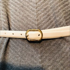 Ralph Lauren RLL Winter White Leather Skinny Belt